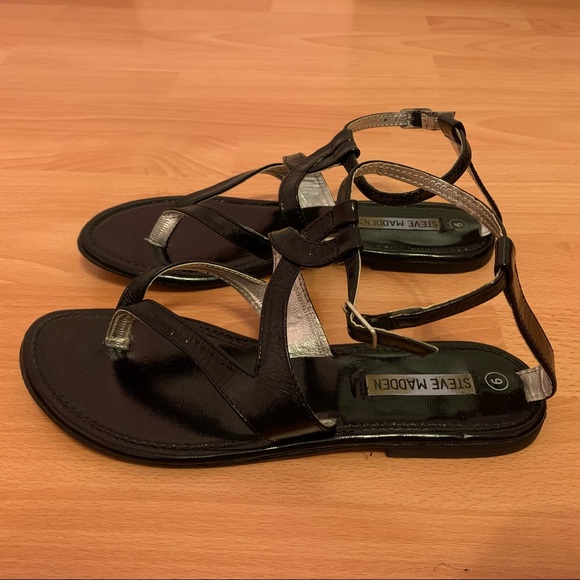 Women’s Steve Madden Strappy Sandals with Adjustable Ankle Strap - Black, Size 9 - Picture 3 of 11